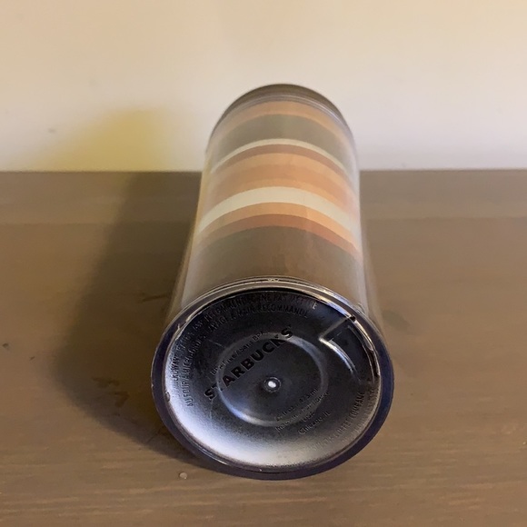 Starbucks Clear Plastic Tumbler with Brown Faux Wood and Silver Insert - Picture 8 of 9